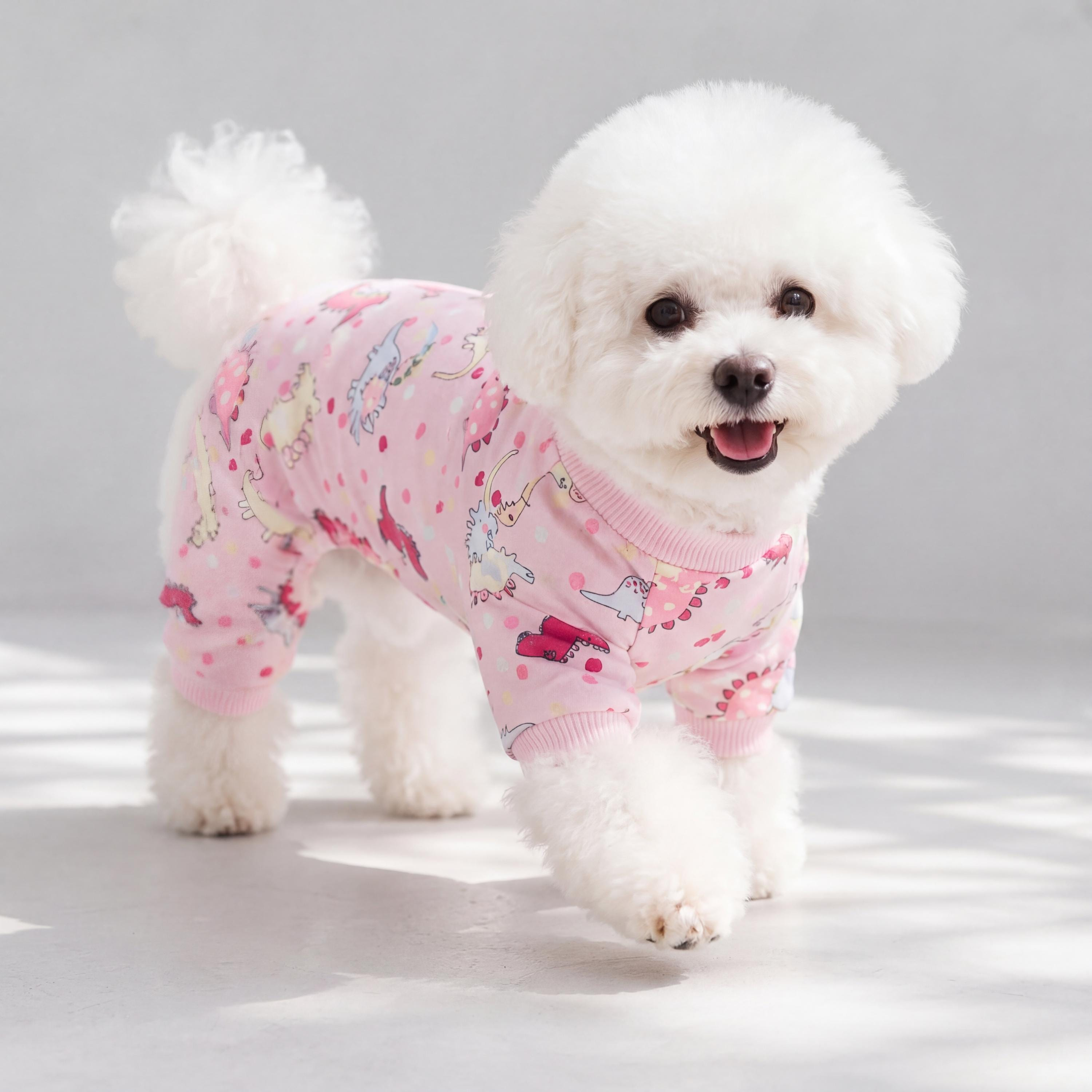 Pink Unicorn Print Pet Pajamas, Soft Four-Leg Dog Jumpsuit for Small Dogs and Cats