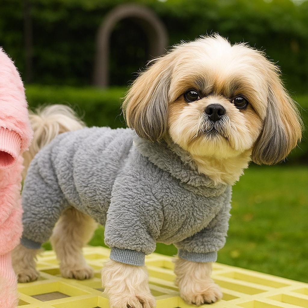 Gray Plush Fleece Pet Sweater, Soft Turtleneck Dog Shirt for Small Dogs and Cats